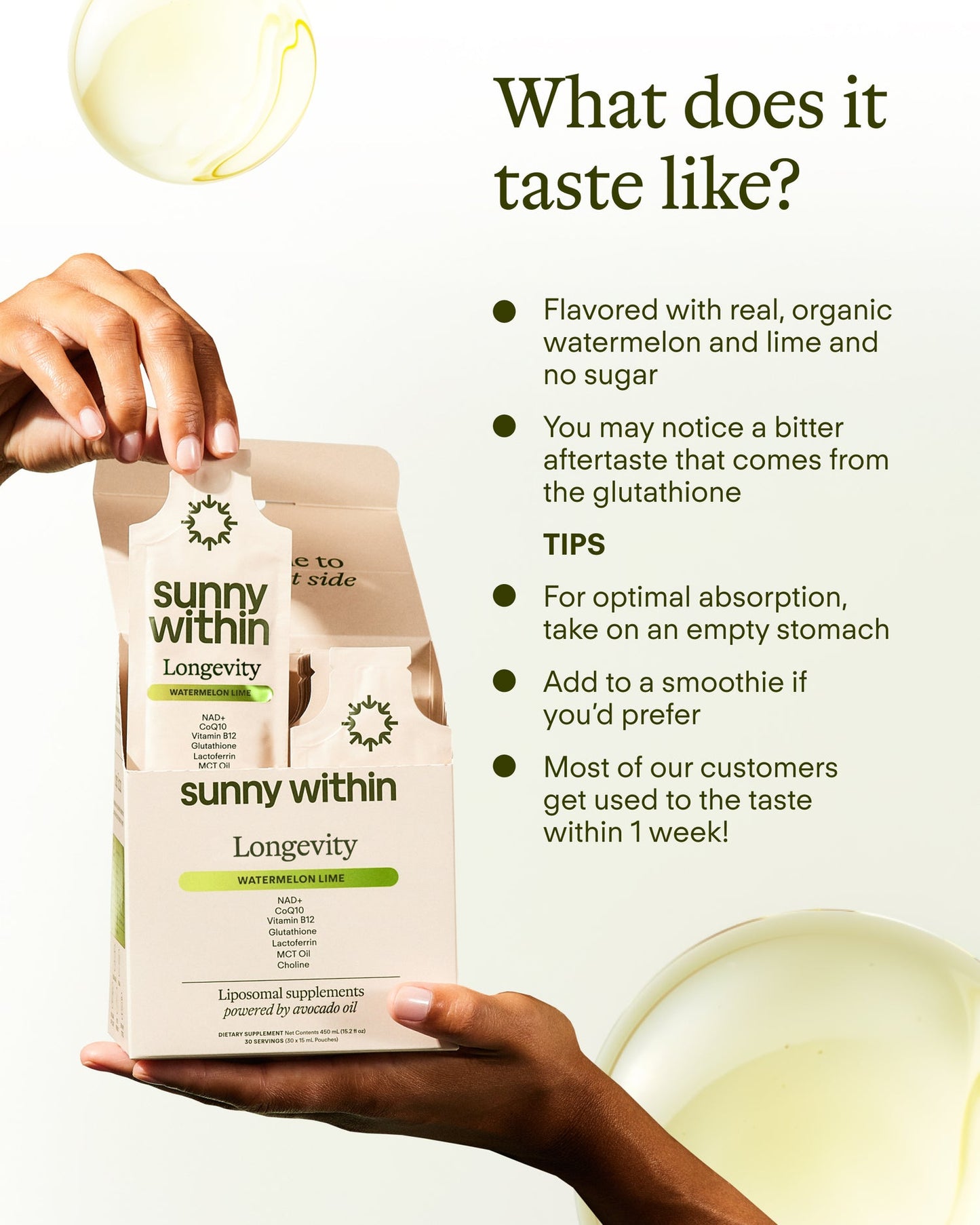 Sunny Within Longevity - Cellular Health Supplement w/Bioavailable Liquid NAD+, Glutathione, CoQ10, B12, MCT, Avocado Oil - Energy, Detox, Brain, Skin, Gut, & Heart Support*