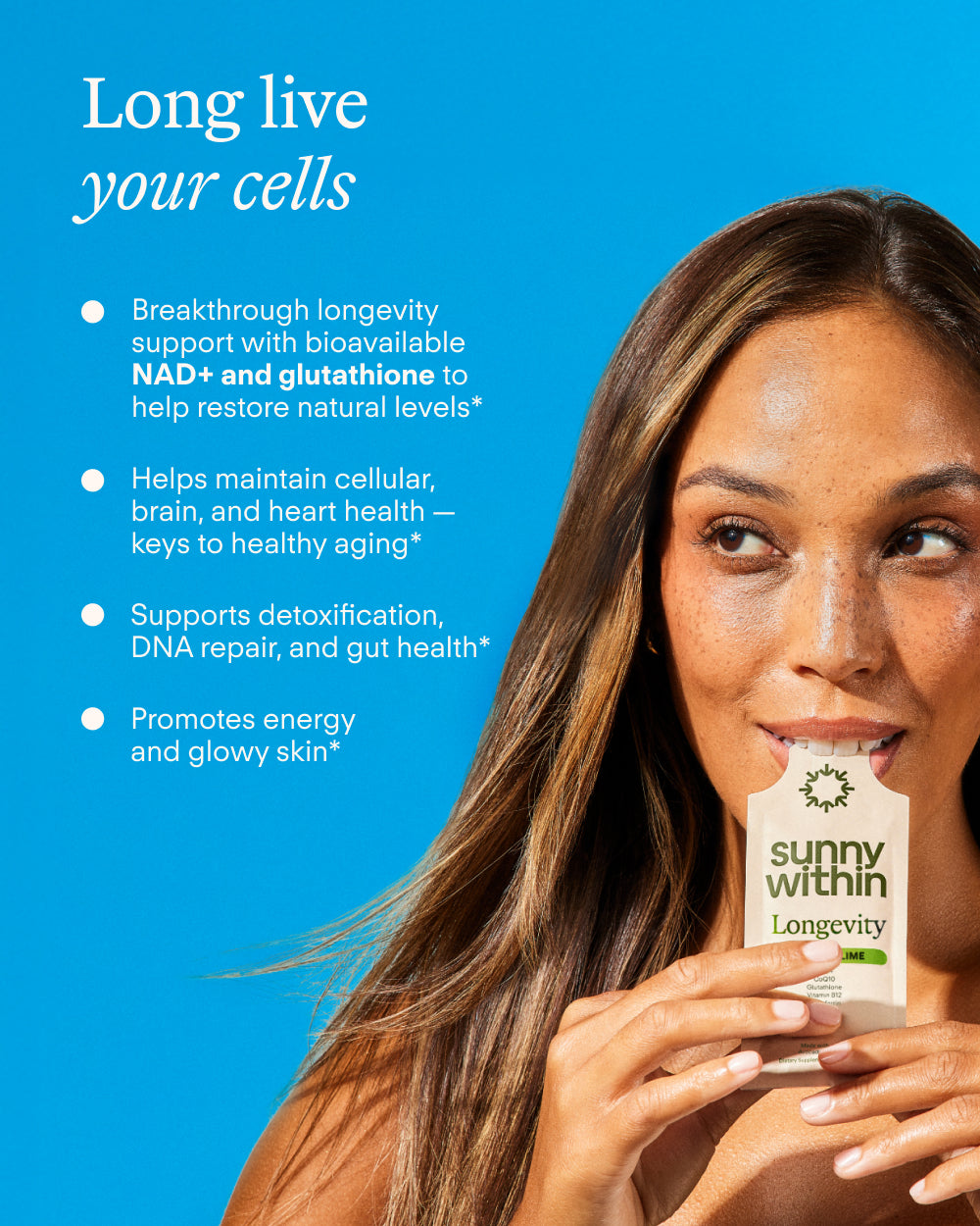 Sunny Within Longevity - Cellular Health Supplement w/Bioavailable Liquid NAD+, Glutathione, CoQ10, B12, MCT, Avocado Oil - Energy, Detox, Brain, Skin, Gut, & Heart Support*