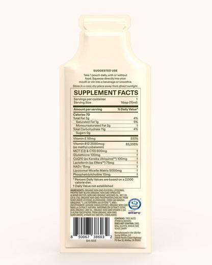 Sunny Within Longevity - Cellular Health Supplement w/Bioavailable Liquid NAD+, Glutathione, CoQ10, B12, MCT, Avocado Oil - Energy, Detox, Brain, Skin, Gut, & Heart Support*